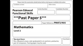 Functional Skills Maths L2 Past Paper 5 Pearson Edexcel