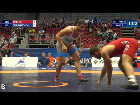 GOLD FS - 96 kg: H. SHAHBAZIGAZV (IRI) df. E. THIELE (GER), 7-1
