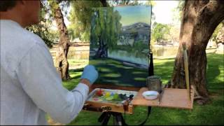 preview picture of video 'Ronald Lee Oliver Plein Air Painting Demo at Lindo Lake, Lakeside, CA, USA'