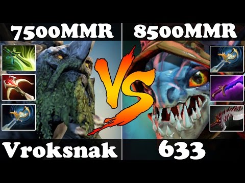 Dota 2 - Vroksnak 7500 MMR Tiny VS 633 8500 MMR Slark - Ranked Match Gameplay