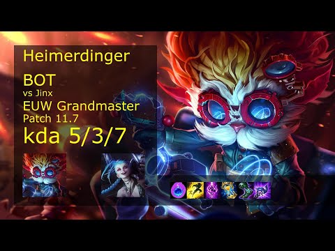 Heimerdinger Bot & Zilean vs Jinx & Thresh - EUW Grandmaster 5/3/7 Patch 11.7 Gameplay