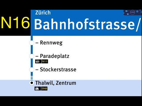 VBZ Ansagen » N16 Zürich, Bahnhofstrasse/HB — Thalwil, Zentrum | SLBahnen