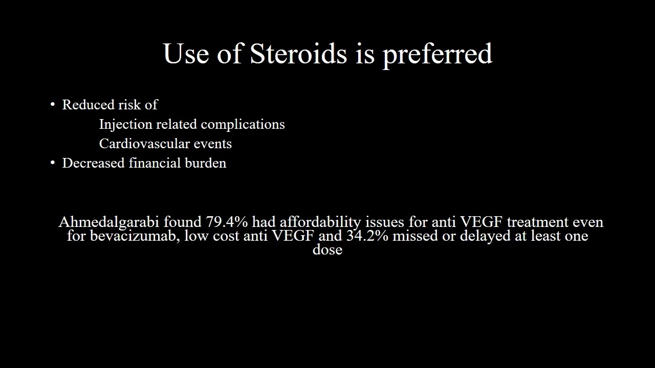 The use of intravitreal steroids for DME