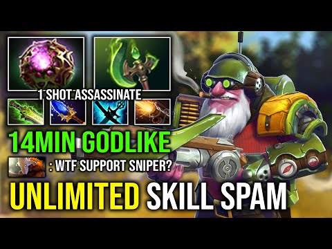 How to Play Annoying Support Sniper 14Min Godlike Unlimited Skill Spam 1 Shot Assassinate Dota 2