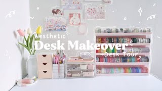 .｡*ﾟPastel Aesthetic Desk Makeover + Desk Tour 2021 - Indonesia 2021🌷 ( Click CC for Eng Sub)