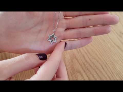 A video of 102 Black & White Diamonds 0.51ctw Star of David Pave Pendant in 14k Gol