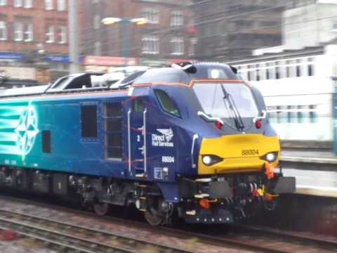 The Class 88 ‘EuroLight’ Direct Rail Services No.88004 'Pandora' was passed through at Carlisle.