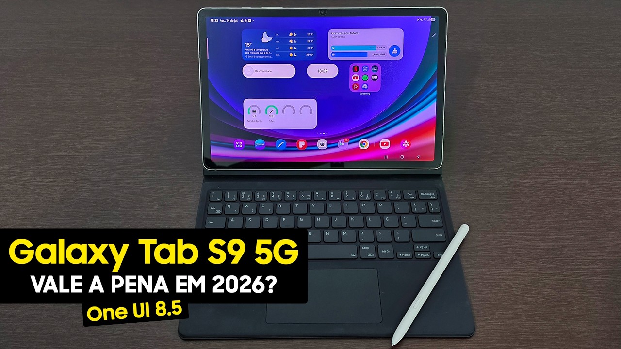 Miniatura da avaliação em vídeo de Tablet Samsung Galaxy Tab S9 256GB 12GB RAM Tela 11 Polegadas