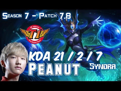 SKT T1 Peanut SYNDRA vs TALIYAH Mid - Patch 7.8 KR Ranked