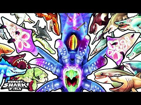 🦑 ALL SHARKS vs GIANT SQUID BOSS (HUNGRY SHARK WORLD)