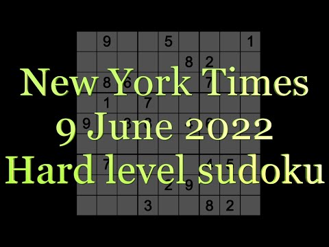 Sudoku solution – New York Times sudoku 9 June 2022 Hard level