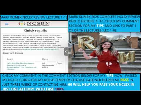 MARK KLIMEK COMPLETE NCLEX REVIEW 2025 LECTURES 1-12\ PART 2\CHECK THE COMMENT SECTION FOR MY TIPS
