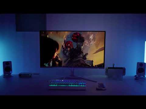 백라이트 시연 - 필립스 에브니아 32M2N8900 UHD OLED 240 게이밍 USB-C 화이트 무결점 [다나와 리포터]