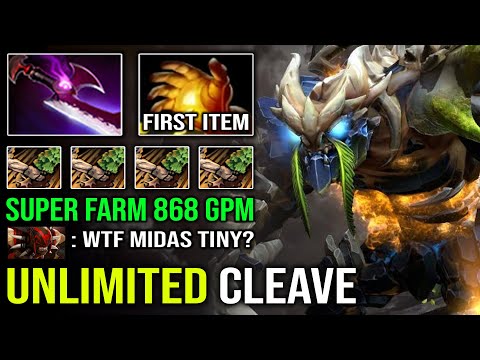 WTF 1st ITEM Midas Unlimited Tree Cleave Tiny | 100% Overpower Carry Hero 868 GPM Pro Dota 2