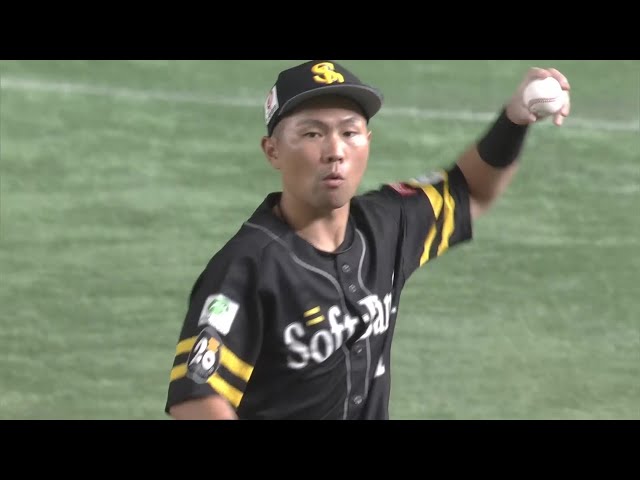 【3回表】鉄壁の守備!! ホークス・中村晃 ライナーを捕球してダブルプレー!! 2025年7月1日 福岡ソフトバンクホークス 対 北海道日本ハムファイターズ
