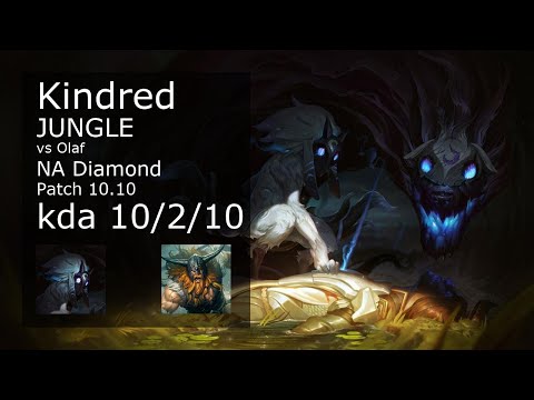 Kindred Jungle vs Olaf - NA Diamond 10/2/10 Patch 10.10 Gameplay