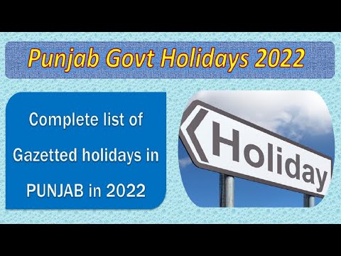 Punjab Govt Holidays 2022 | Govt Holidays in Punjab 2022 | Punjab Govt Holidays Calendar 2022