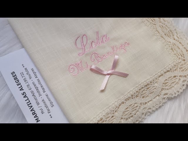 Vídeo relacionado con Pañuelo de Bautizo Bordado Personalizado con Nombre, Color y Fecha - Toalla Bautizo - Regalo Personalizado