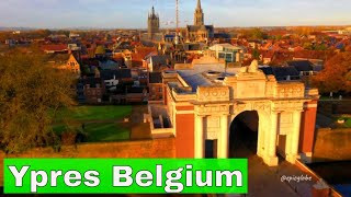 Ypres Belgium - Medieval town with fortress walls - 4k