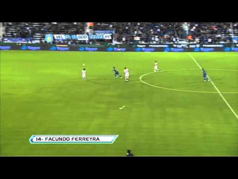 Gol de Ferreyra. Vélez 1 - Godoy Cruz 1. Torneo Inicial 2012. Fecha 14. Fútbol Para Todos.