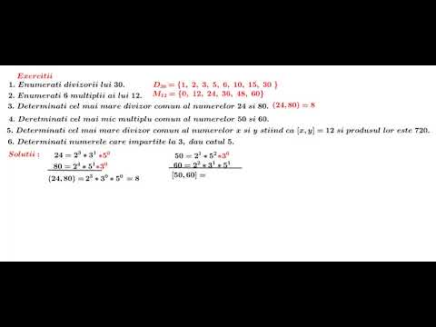 L8 cel mai mare divizor comun și cel mai mic multiplu comun. Exercitii