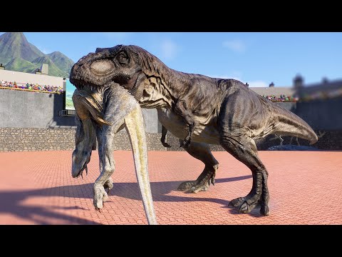 TYRANNOSAURUS REX vs ALL LARGE HERBIVORE & CARNIVORE ON ISLA NUBLAR - Jurassic World Evolution 2