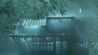 ⛈️ INTENSE Night Thunderstorm for Deep Sleep | Heavy Rain on Tin Roof, Powerful Thunder & Storm Wind