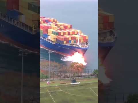 Cargo Ship Collides with Soccer Field #shorts