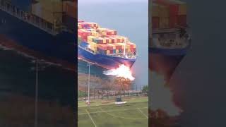 Cargo Ship Collides with Soccer Field #shorts
