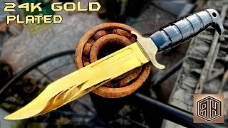 Forging a RUSTED BEARING into a 24K GOLD Combat KNIFE