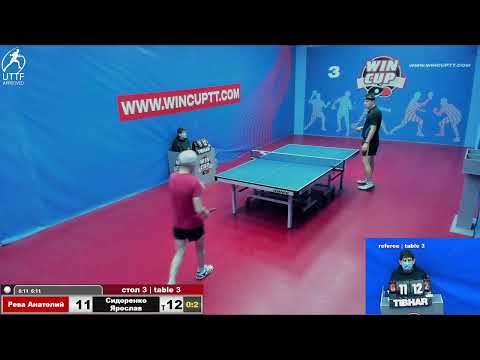 Рева Анатолий 0-3 Сидоренко Ярослав  Турнир Восток 3 WINCUP 04.02.22 Прямая Tрансляция Зал 3