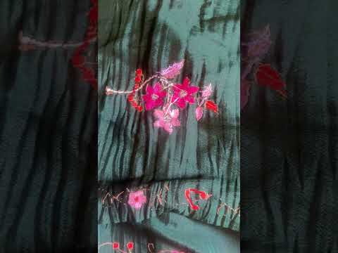 Pure Crepe Kalamkari and Sozni Work Saree