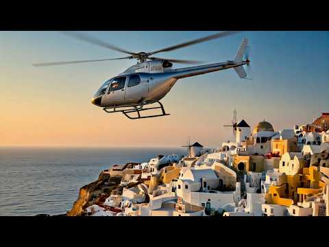 Santorini Helicopter Flight | Stunning Landscapes in 4K!