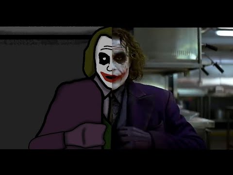 The Joker's pencil trick scene from The Dark knight (comparison)