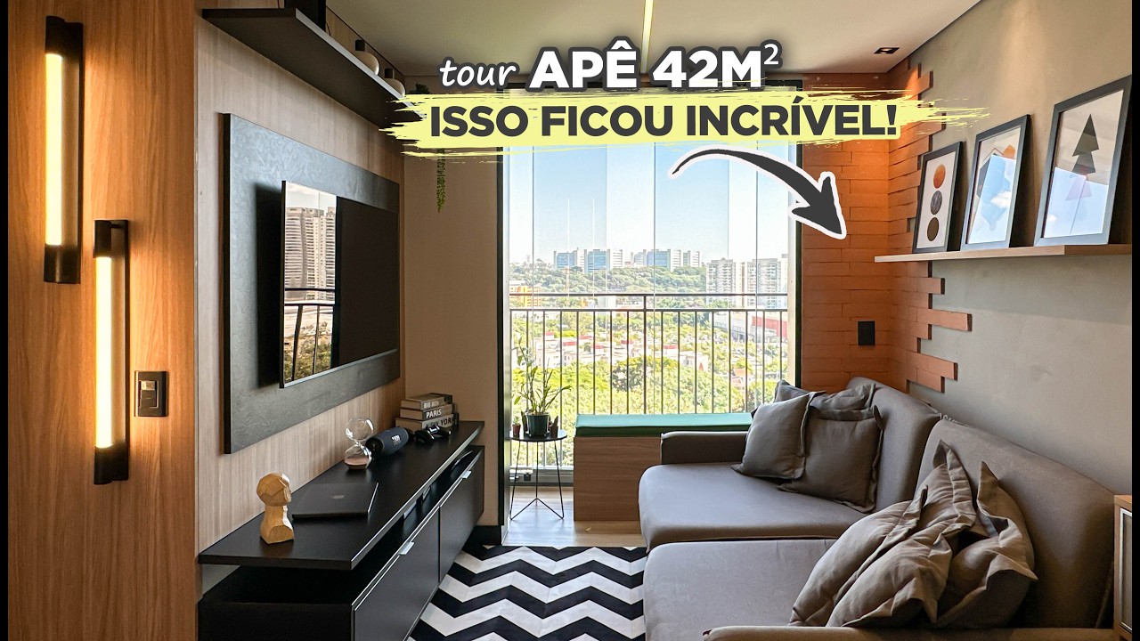 TOUR pelo APÊ INDUSTRIAL CHIQUE de 42M² com SUPER DICA na LAVANDERIA | Gaby Garciia