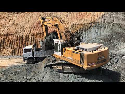 Liebherr 974 Excavator Loading Mercedes And Man Trucks - Sotiriadis Brothers