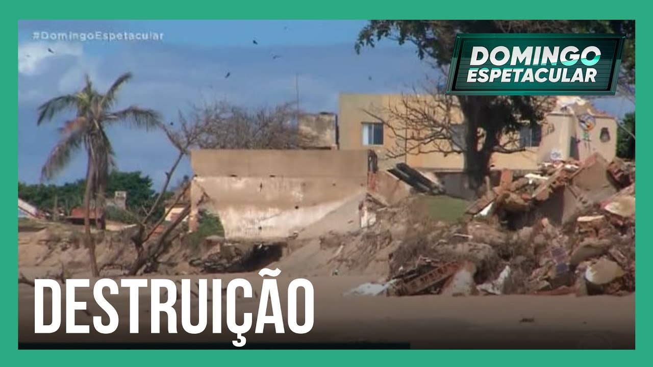 Avanço do mar provoca destruição e engole parte de distrito no litoral do RJ