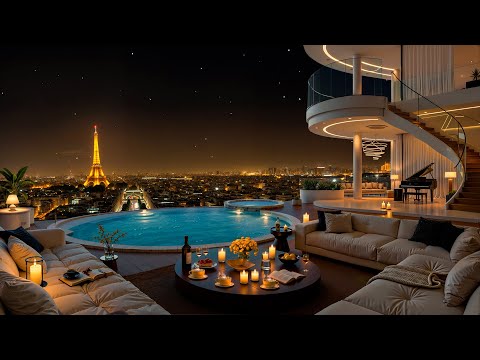 Cozy Paris Night ✨ Luxury Apartment Ambience with Romantic Jazz Saxophone for Chilling, Sleeping