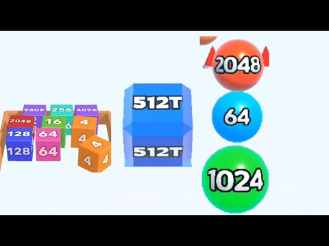 Jelly run 2048 vs Ball rolling run 2048 gameply jelly Chain Cube run merge 1024 512t