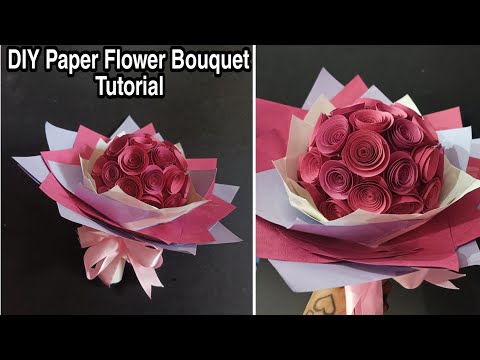 DIY Paper Flower Bouquet Tutorial|| Rose Day Gift Idea ||DIY paper Rose bouquet