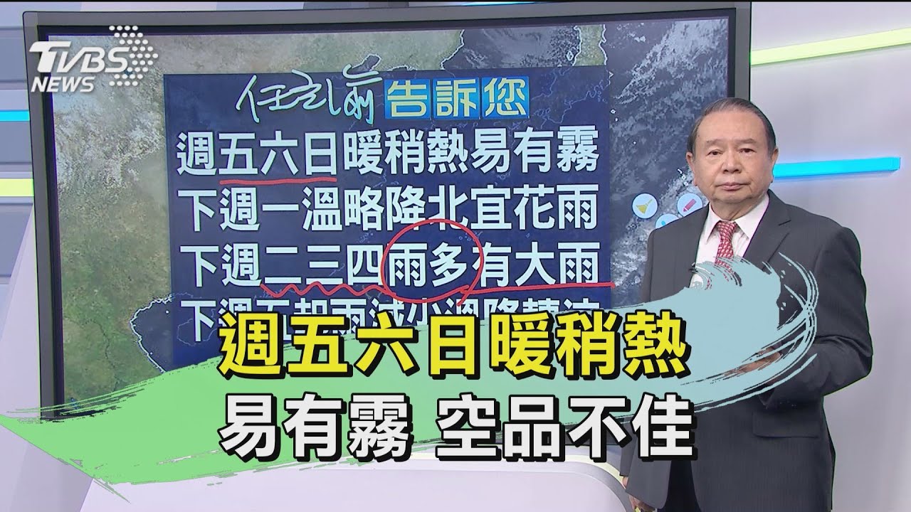 週五六日暖稍熱易有霧 空品不佳