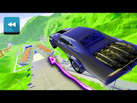 REVERSE Cars Vs Chains | Cars Vs Giant Ramp | Big Ramp Jumps With Expensive Cars #13 - Beamng Drive