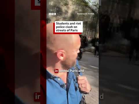 Students and riot police clash on streets of Paris. #France #BBCNews