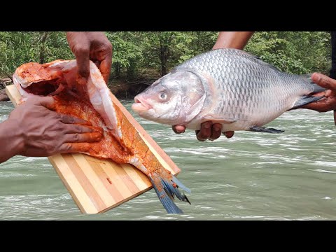 Bigg fish  tandoori/grill cooking in forest River side