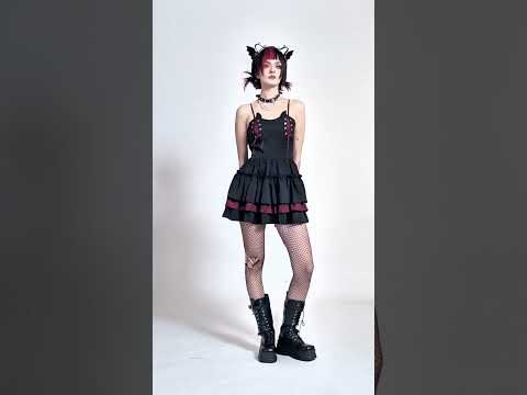 Rebellious Lace-Up Frilled Mini Dress with Bat Straps