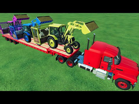 Transport of Colors - Loading Cow, Sheep, Goat & Colored Tractors - Farming Simulator 22