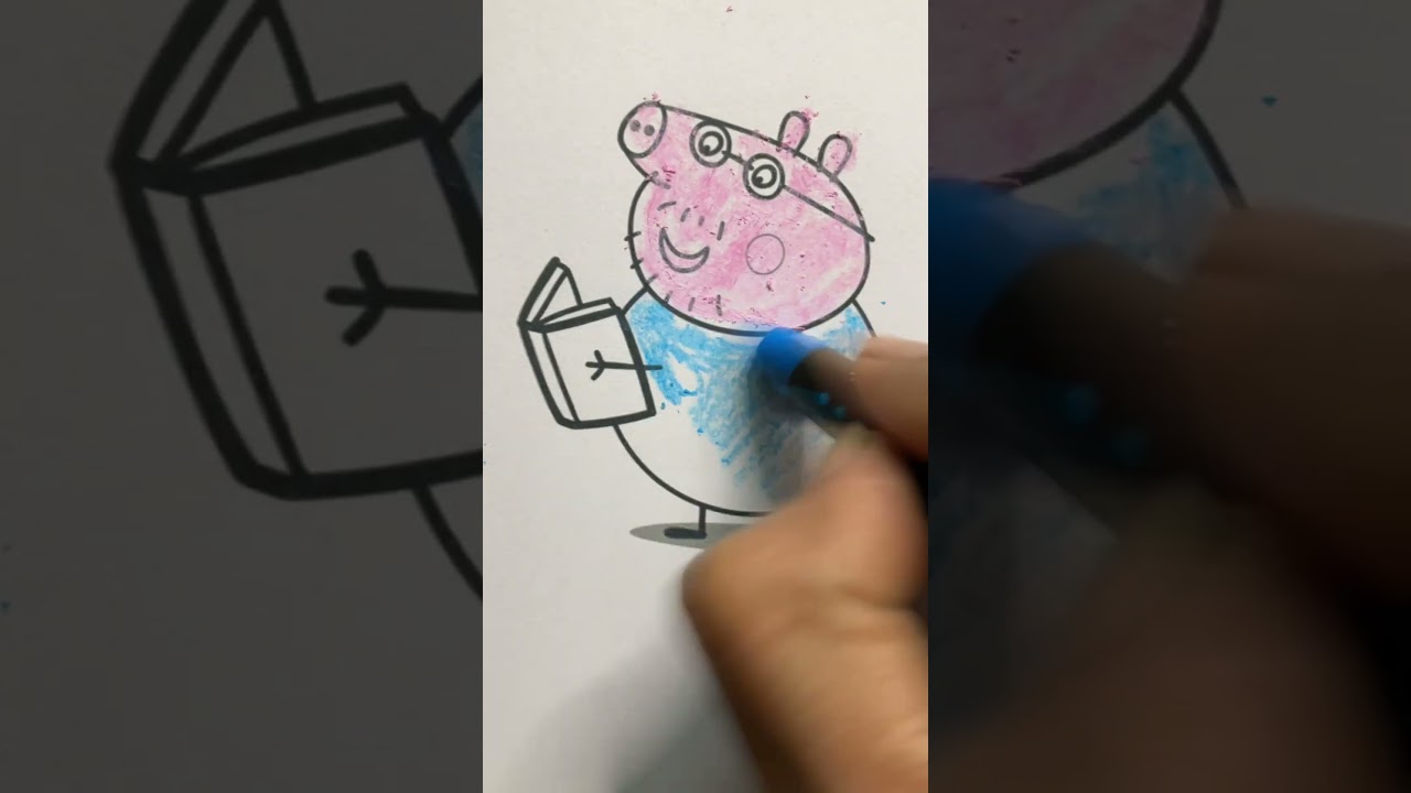 Coloring Daddy Pig With Book, Papa Pig | Peppa Pig