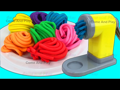 Learn Colors with Play Doh Pasta Spaghetti Making Machine Toy Appliance and Surprise Toys