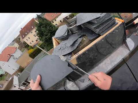 Schiefer Schuppen an Schornstein decken - Teil 3 - Dachdecker Döbeln