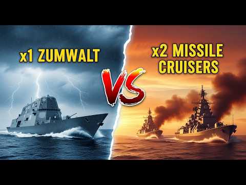 What If 1 Zumwalt Destroyer Fought 2 Russian Missile Cruisers? | Naval Battle Analysis